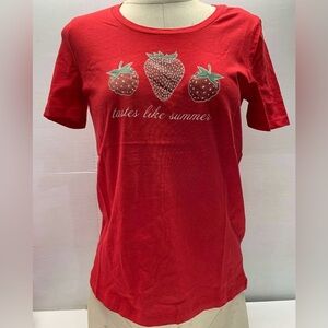 🌙 B155 La Vie en Rose fairytale strawberry Print Shirt PJ Set